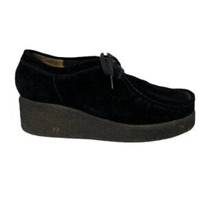 Clarks Originals Wallabees Black Suede Wedge Crepe Sole Shoes